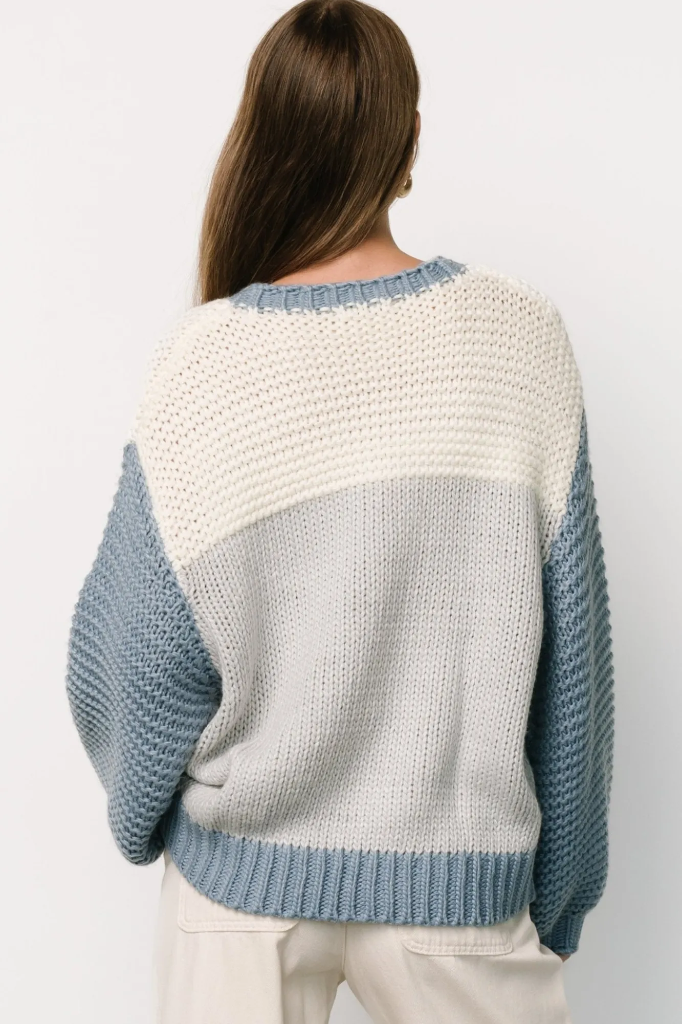 Baltic Born Hygge Chunky Knit Sweater | Blue + Cream