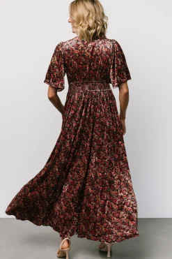 Baltic Born Irina Velvet Maxi Dress | Black Multi Floral