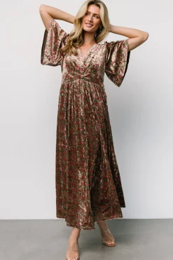 Baltic Born Irina Velvet Maxi Dress | Green Multi Floral