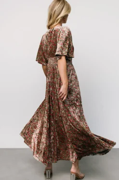 Baltic Born Irina Velvet Maxi Dress | Green Multi Floral