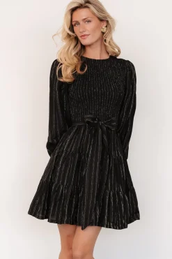 Baltic Born Ivey Smocked Short Dress | Black + Silver