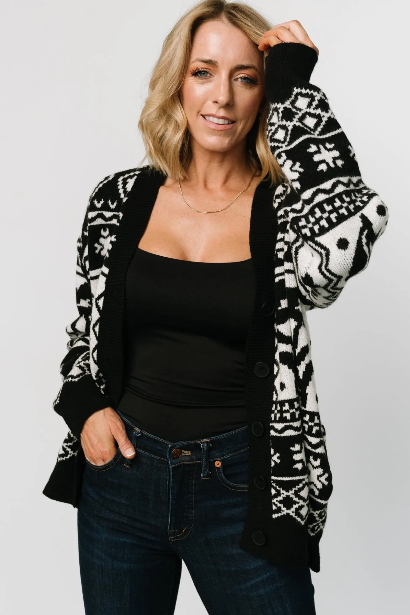 Baltic Born Jackson Oversized Cardigan | Black Print