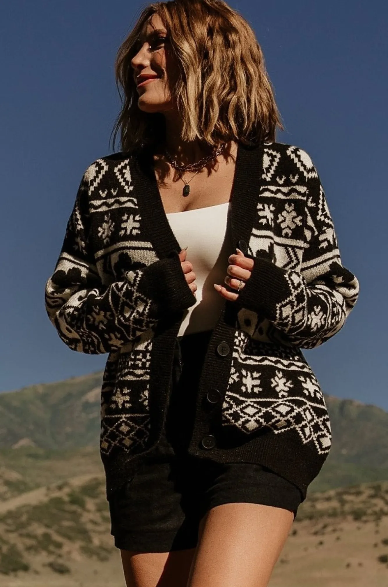 Baltic Born Jackson Oversized Cardigan | Black Print
