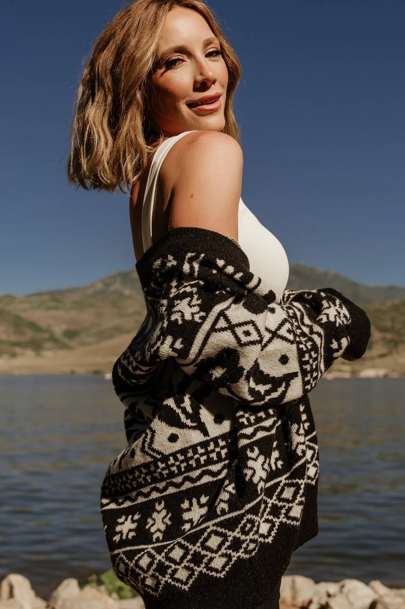 Baltic Born Jackson Oversized Cardigan | Black Print