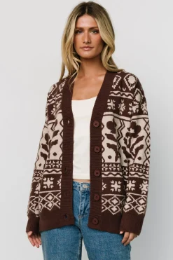 Baltic Born Jackson Oversized Cardigan | Dark Mocha Print