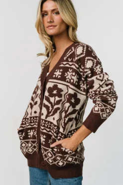 Baltic Born Jackson Oversized Cardigan | Dark Mocha Print
