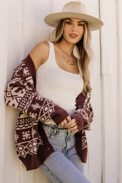 Baltic Born Jackson Oversized Cardigan | Dark Mocha Print