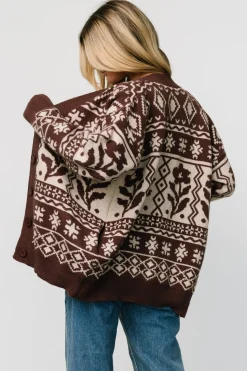 Baltic Born Jackson Oversized Cardigan | Dark Mocha Print