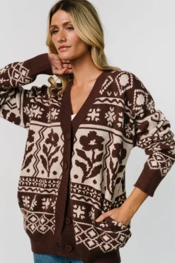 Baltic Born Jackson Oversized Cardigan | Dark Mocha Print