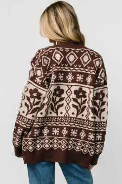 Baltic Born Jackson Oversized Cardigan | Dark Mocha Print