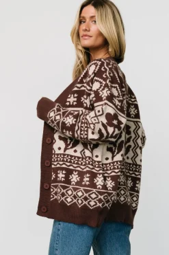Baltic Born Jackson Oversized Cardigan | Dark Mocha Print