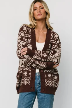 Baltic Born Jackson Oversized Cardigan | Dark Mocha Print