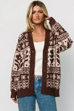 Baltic Born Jackson Oversized Cardigan | Dark Mocha Print