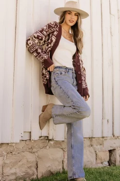 Baltic Born Jackson Oversized Cardigan | Dark Mocha Print