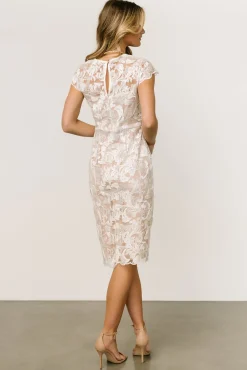 Baltic Born Jacqueline Embossed Midi Dress | White + Nude