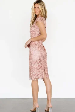 Baltic Born Jacqueline Embossed Midi Dress | Dusty Rose