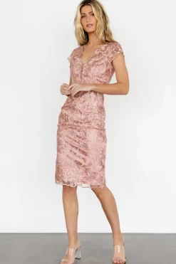 Baltic Born Jacqueline Embossed Midi Dress | Dusty Rose