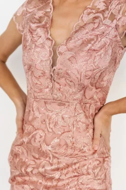 Baltic Born Jacqueline Embossed Midi Dress | Dusty Rose
