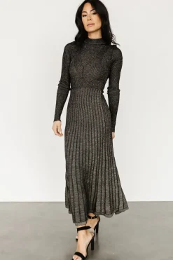 Baltic Born Jamelia Pleated Sweater Dress | Black + Gold