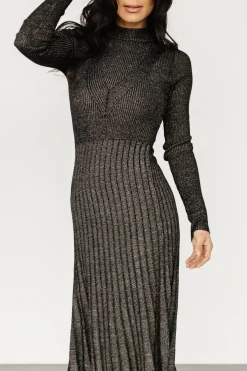 Baltic Born Jamelia Pleated Sweater Dress | Black + Gold