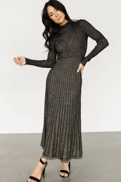 Baltic Born Jamelia Pleated Sweater Dress | Black + Gold