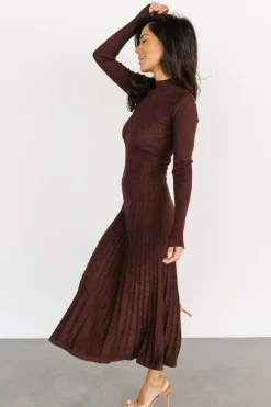 Baltic Born Jamelia Pleated Sweater Dress | Brown + Gold
