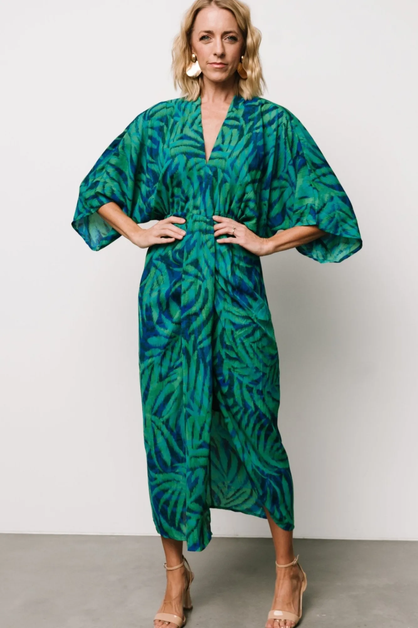 Baltic Born Janessa Midi Dress | Green + Blue Print