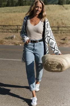 Baltic Born Jay Oversized Cardigan | White + Black