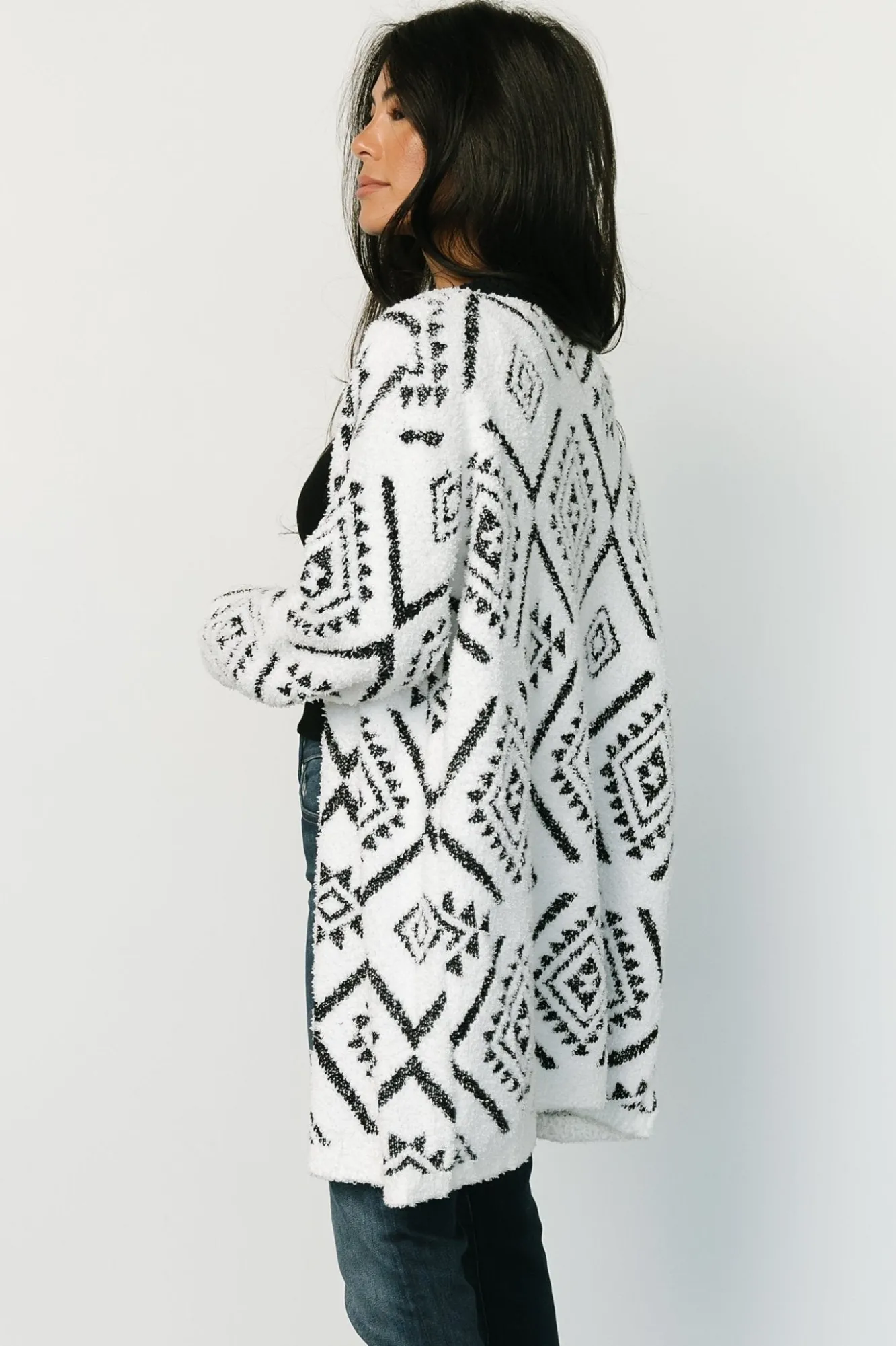 Baltic Born Jay Oversized Cardigan | White + Black