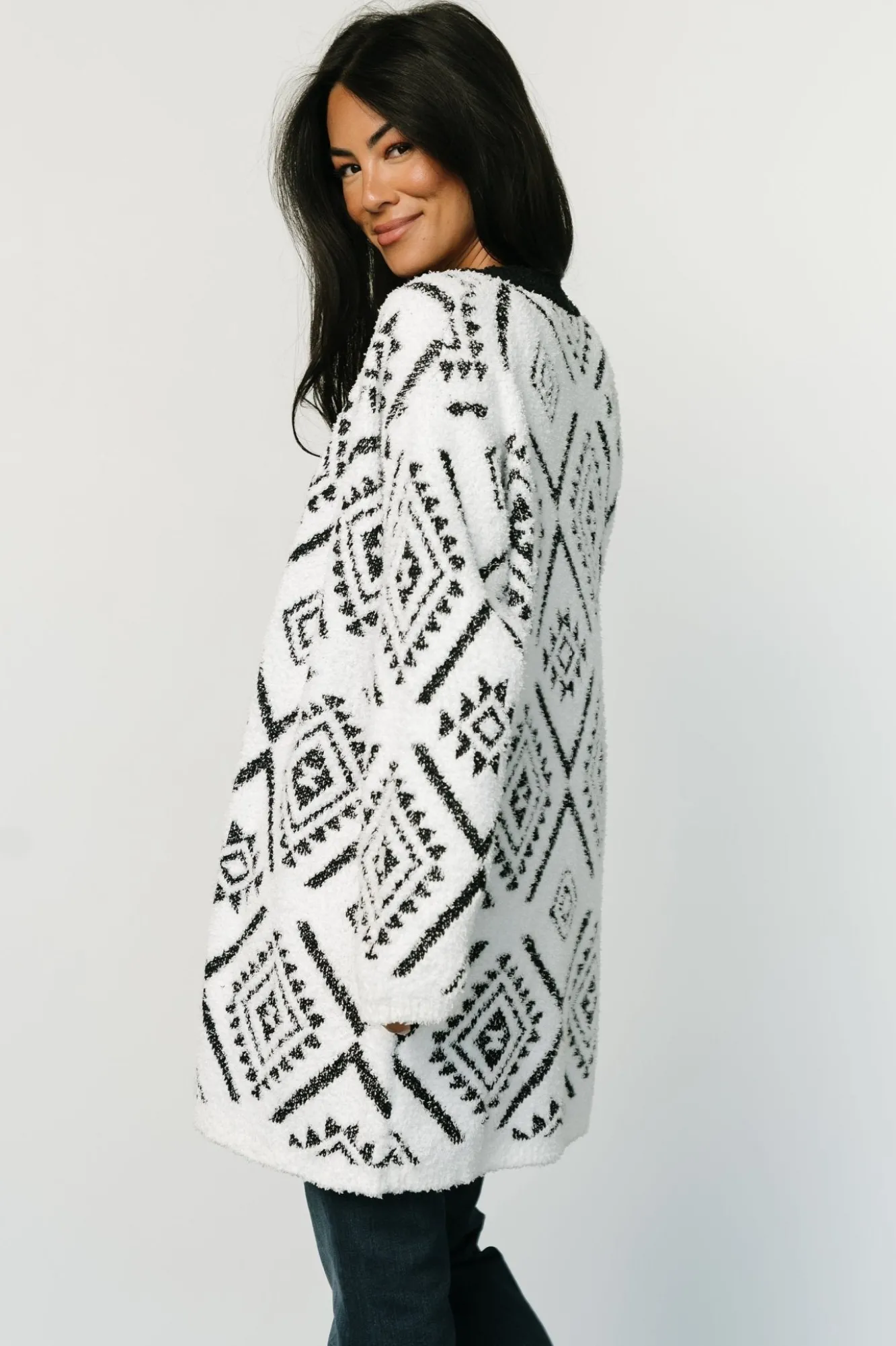 Baltic Born Jay Oversized Cardigan | White + Black