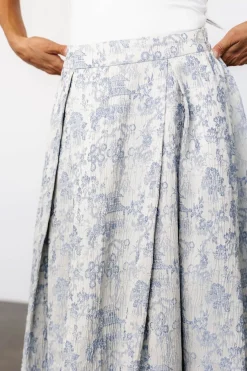Baltic Born Jeanne Pleated Midi Skirt | Pearl + Light Blue