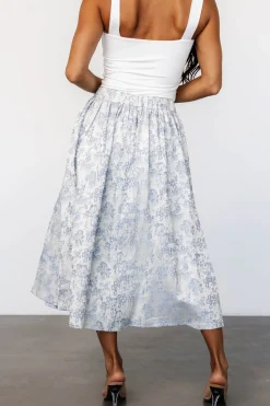 Baltic Born Jeanne Pleated Midi Skirt | Pearl + Light Blue