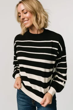 Baltic Born Jensen Stripe Sweater Top | Black + Ivory