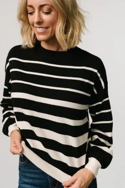Baltic Born Jensen Stripe Sweater Top | Black + Ivory
