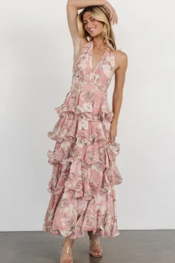 Baltic Born Jesslyn Open Back Tiered Maxi Dress | Blush Floral