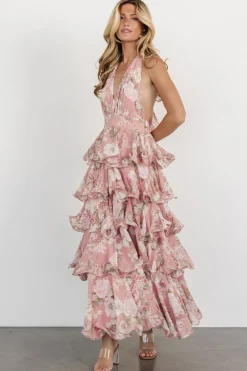 Baltic Born Jesslyn Open Back Tiered Maxi Dress | Blush Floral
