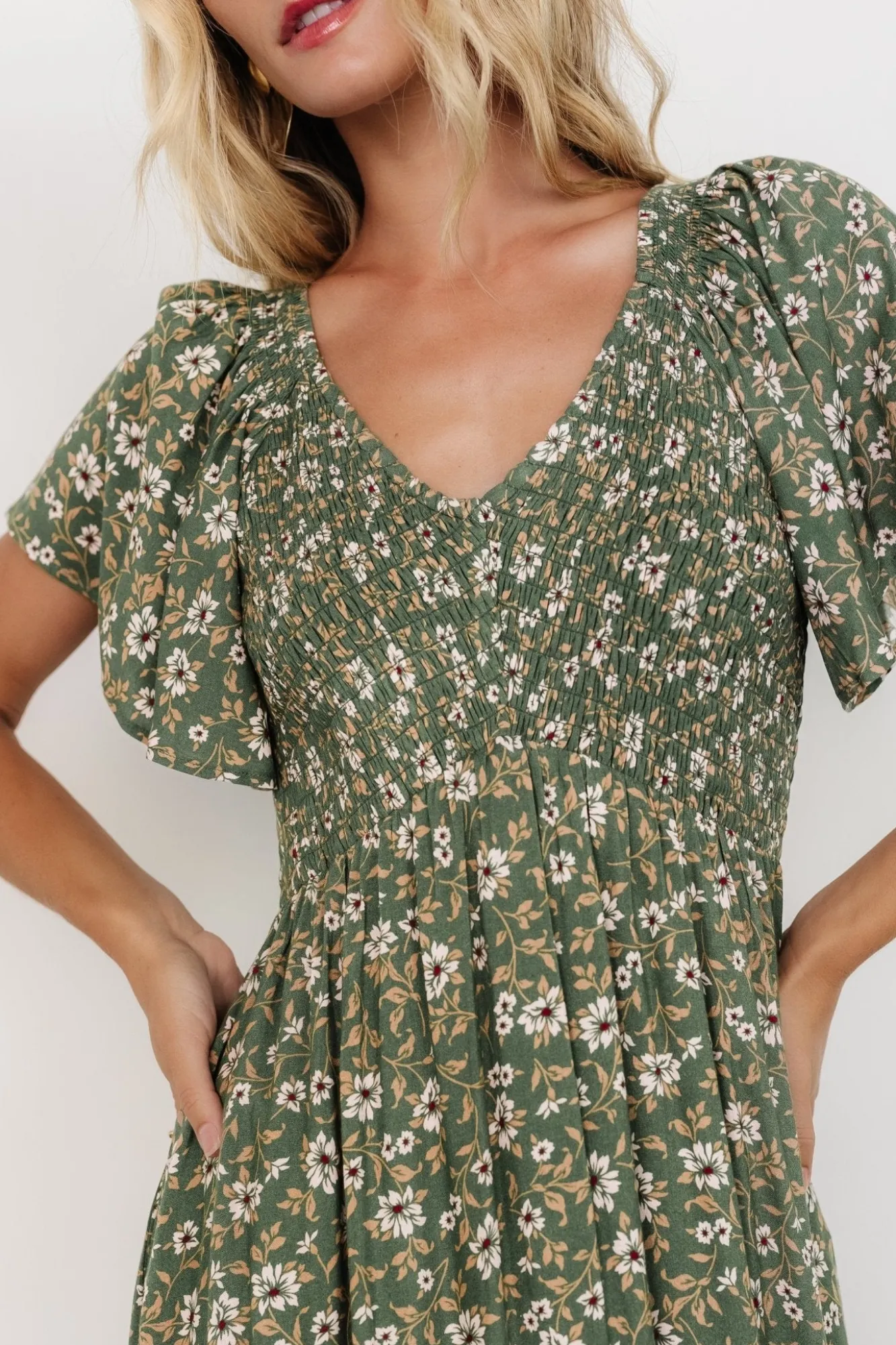 Baltic Born Joanie Smocked Dress | Green Floral