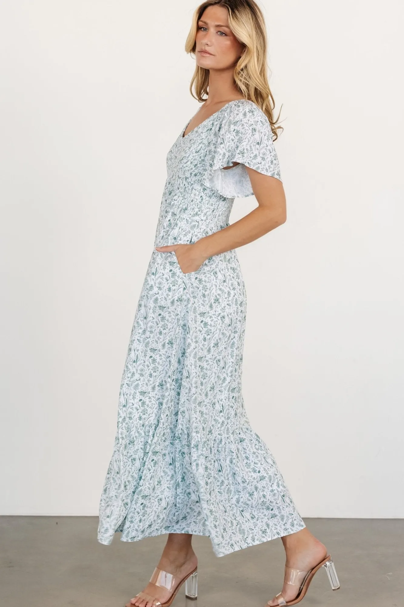 Baltic Born Joanie Smocked Dress | White + Sage