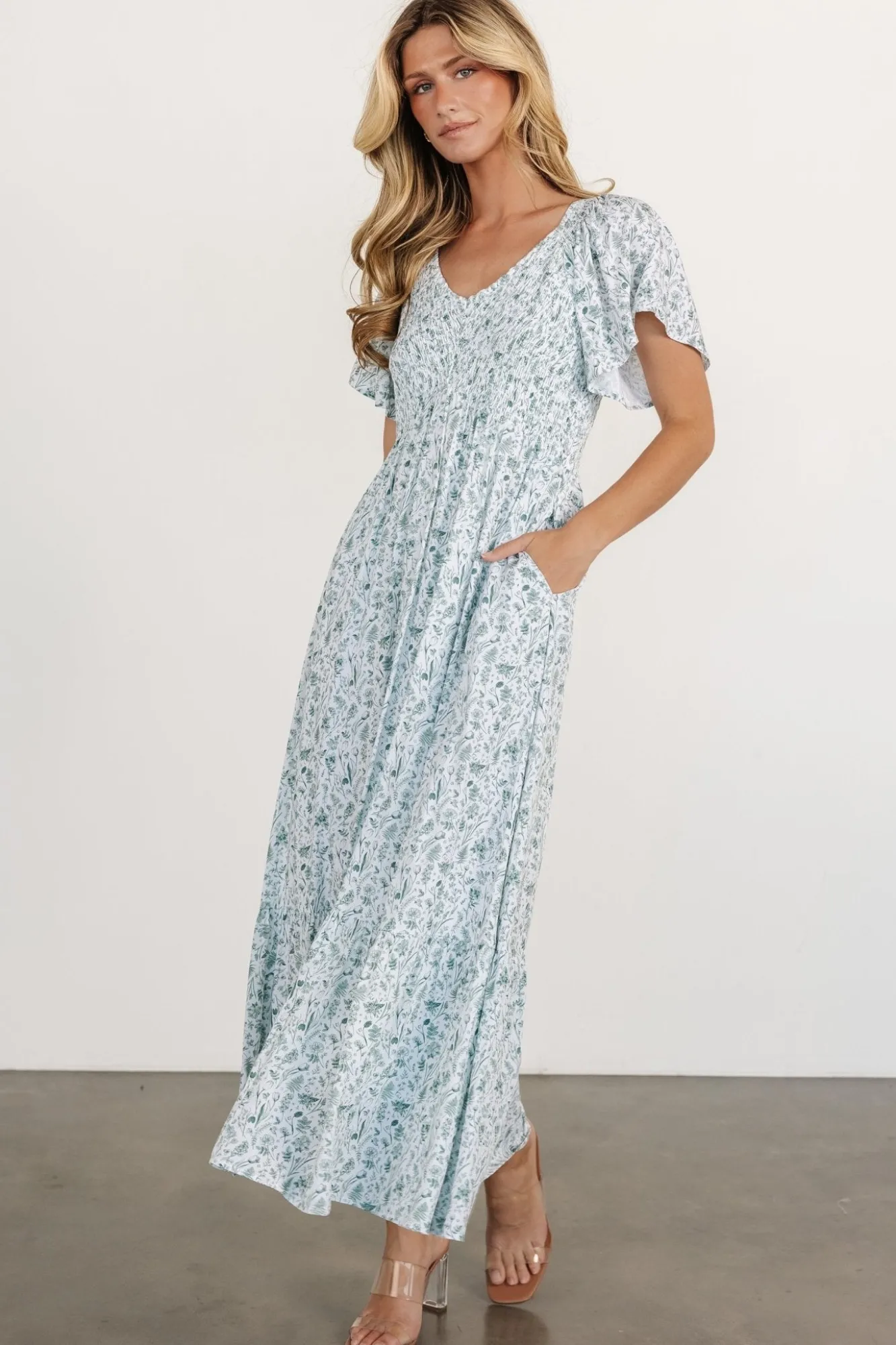 Baltic Born Joanie Smocked Dress | White + Sage