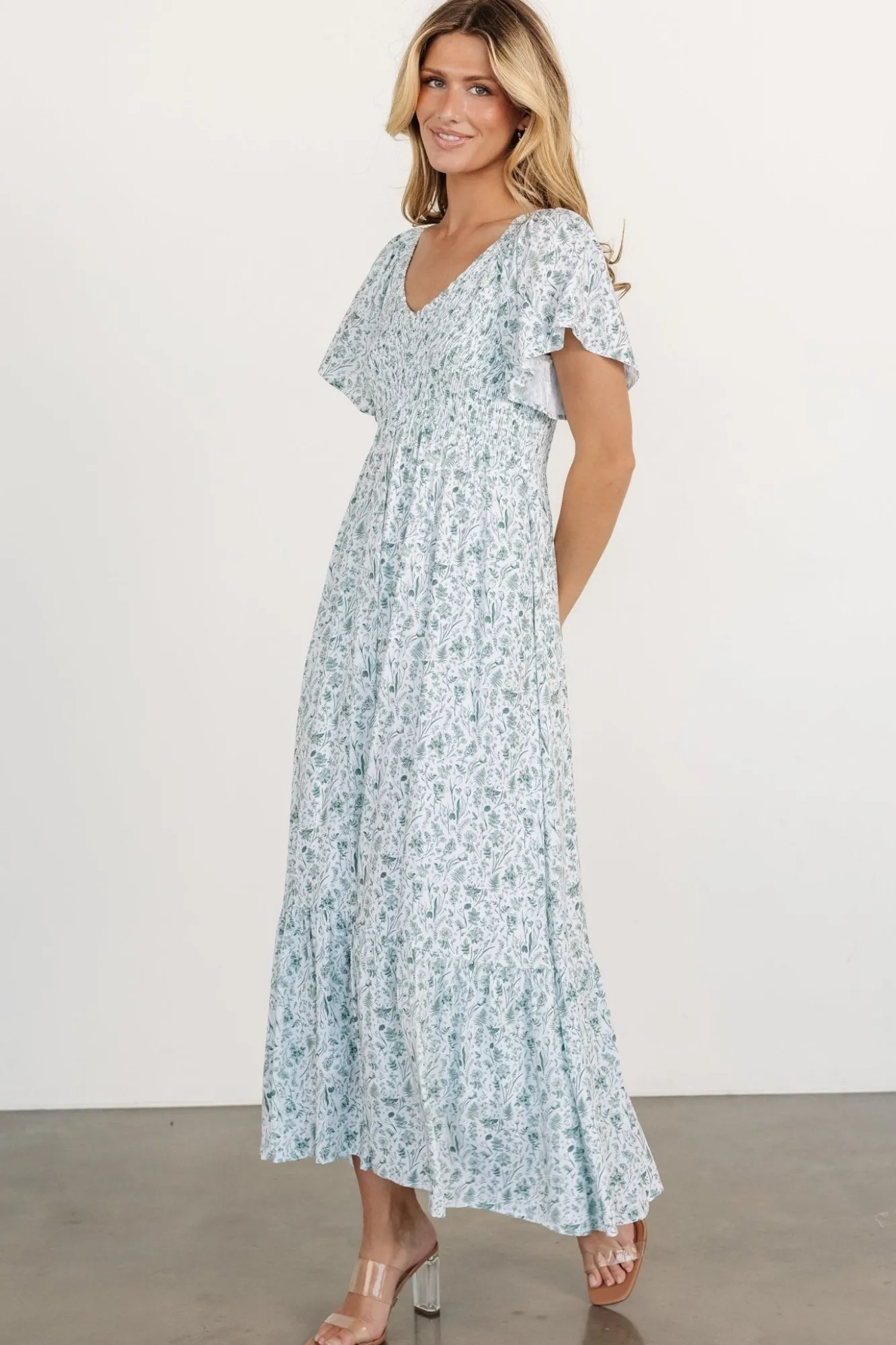Baltic Born Joanie Smocked Dress | White + Sage