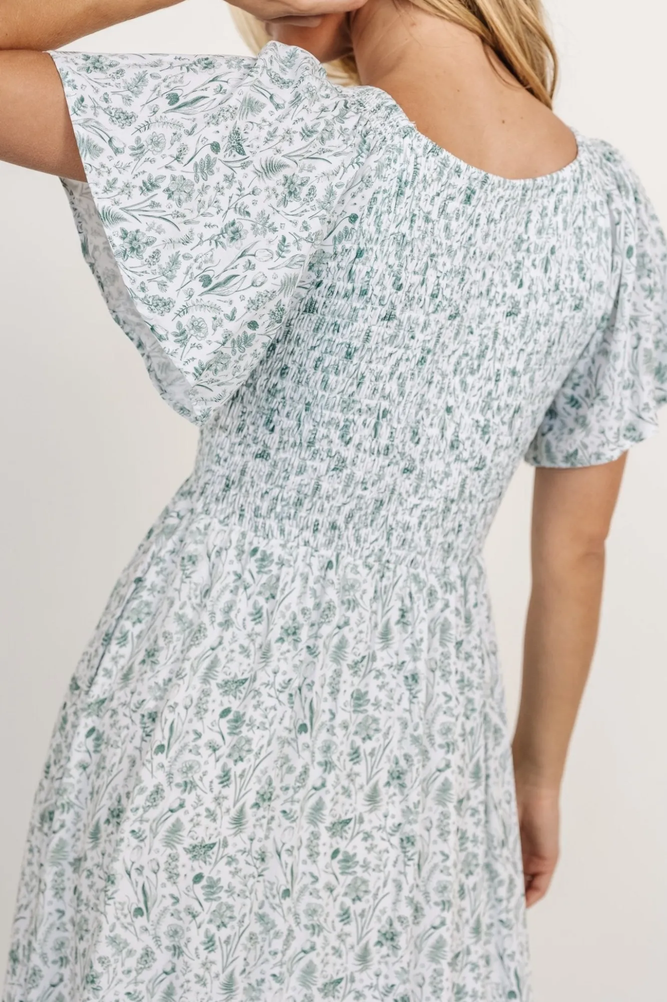 Baltic Born Joanie Smocked Dress | White + Sage