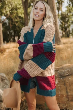 Baltic Born Jonah Chunky Knit Cardigan | Deep Topaz Multi