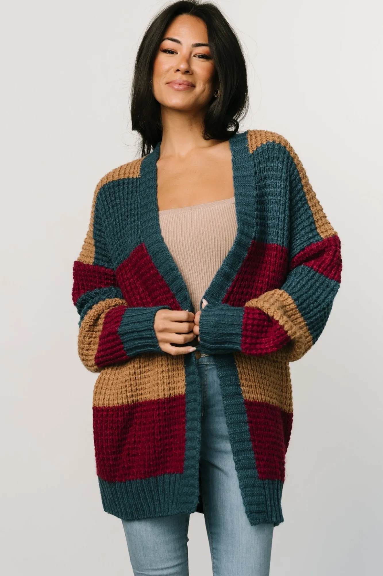 Baltic Born Jonah Chunky Knit Cardigan | Deep Topaz Multi