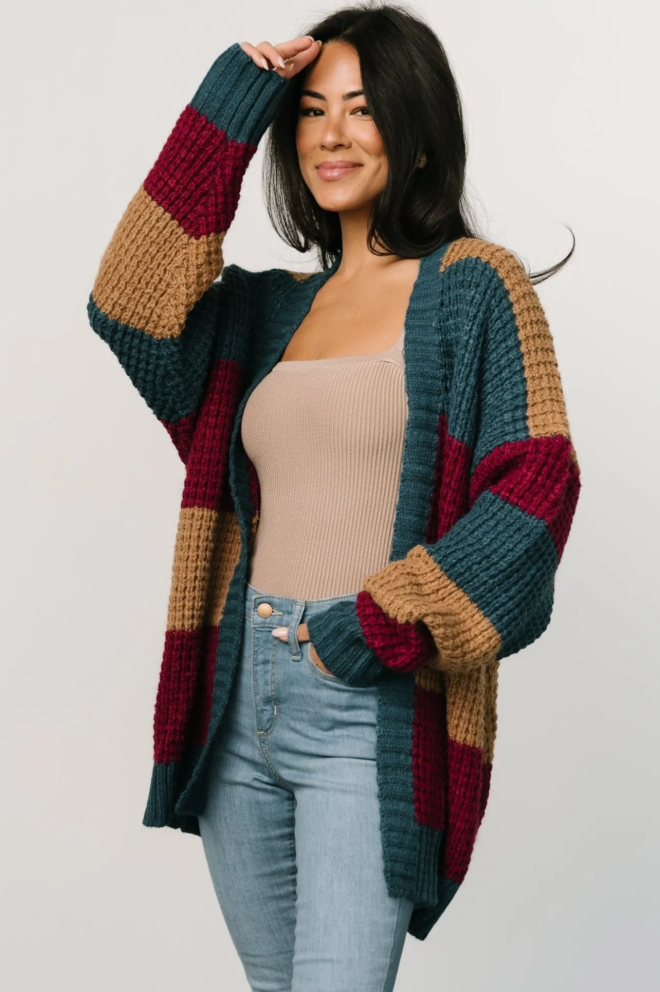 Baltic Born Jonah Chunky Knit Cardigan | Deep Topaz Multi