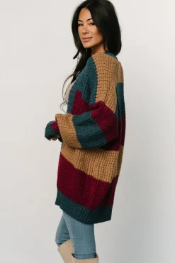Baltic Born Jonah Chunky Knit Cardigan | Deep Topaz Multi
