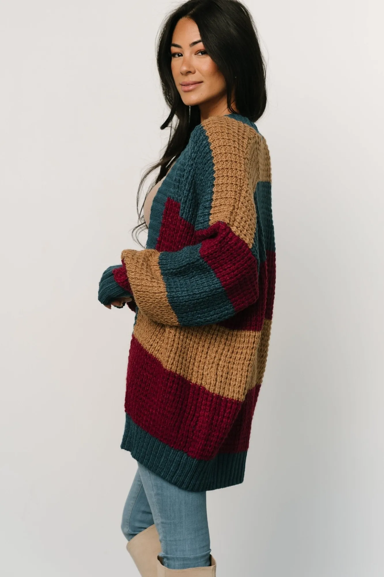 Baltic Born Jonah Chunky Knit Cardigan | Deep Topaz Multi
