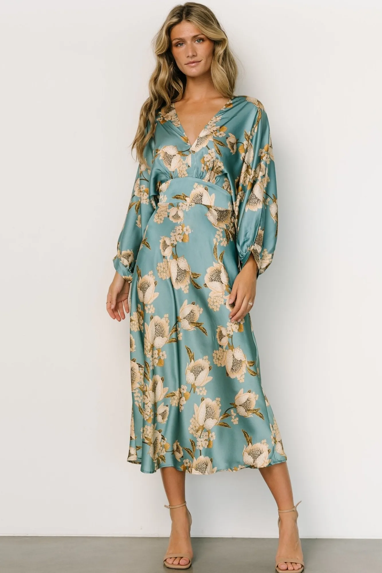 Baltic Born Joni Satin Midi Dress | Blue Multi