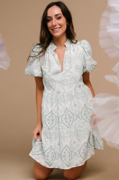 Baltic Born Josie Eyelet Babydoll Dress | White + Sage