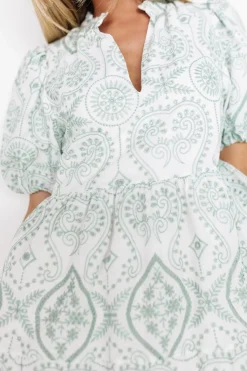 Baltic Born Josie Eyelet Babydoll Dress | White + Sage