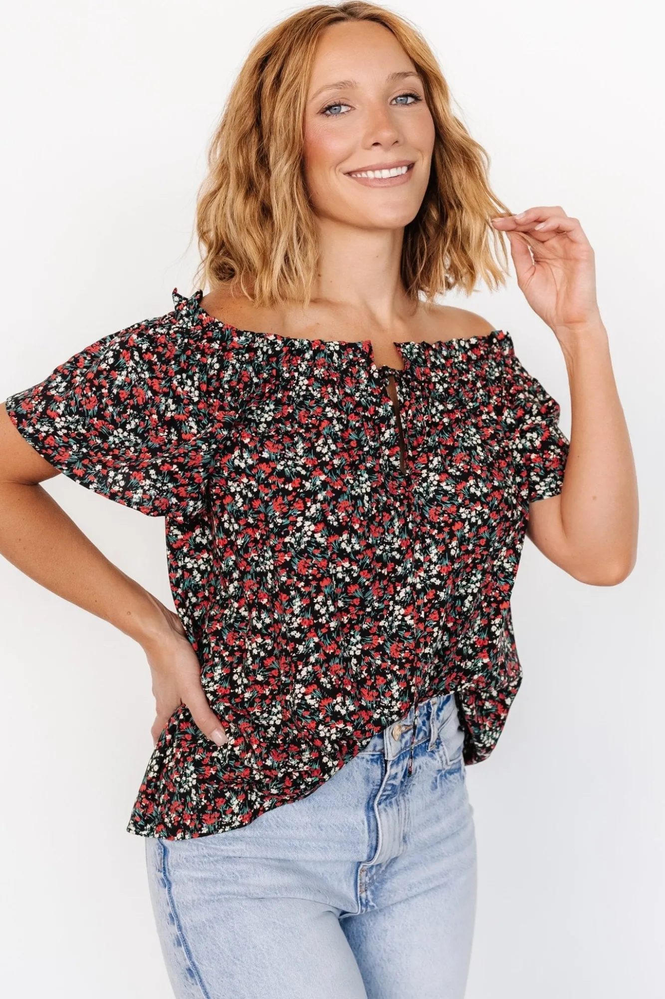 Baltic Born Jude Boho Top | Black + Red